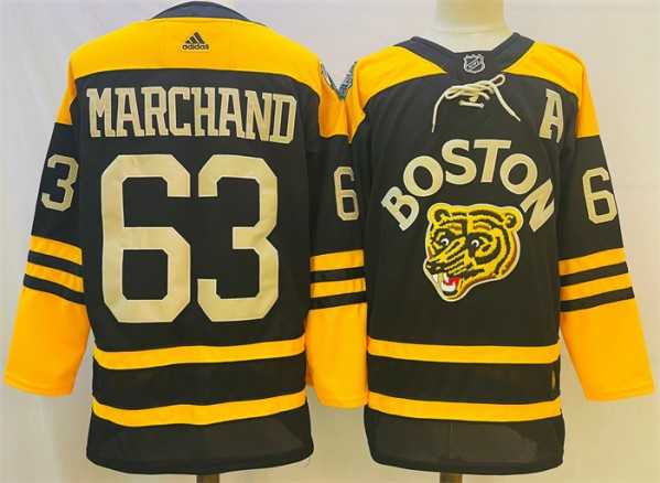 Mens Boston Bruins #63 Brad Marchand Black Classic Primegreen Stitched Jersey
